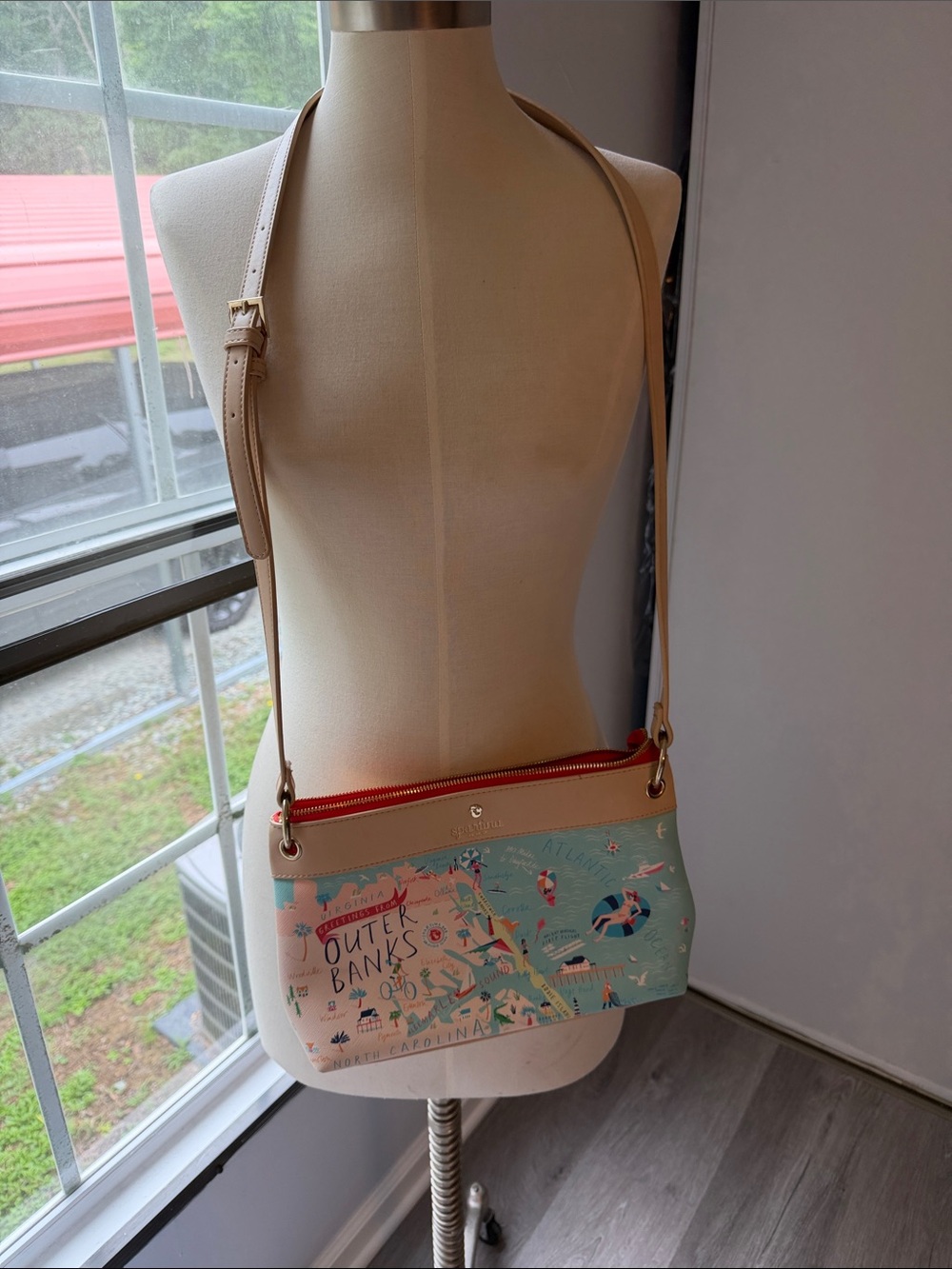 Spartina 449 Mint, Cream & Red Outer Banks North Carolina crossbody